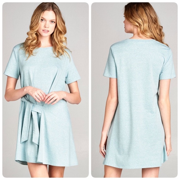 Mint Green Tie Front Dress - Picture 3 of 4